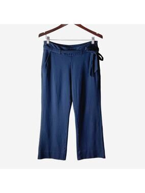 Cabi Size 6 Easy Cropped Pants Wide Leg High Rise 5177 Navy Blue